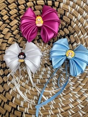 Set of Three Satin Princess Character Hair Bows